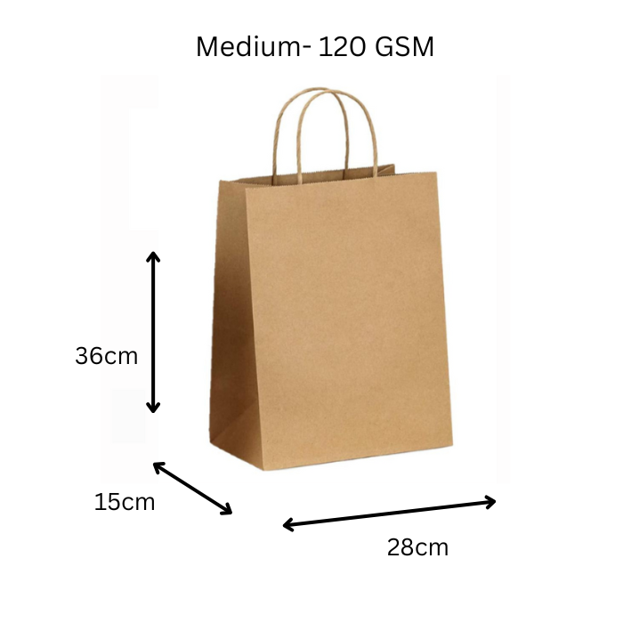 Kraft Gift Bags - Medium 120GSM - L36 x W28 - 40 Pack