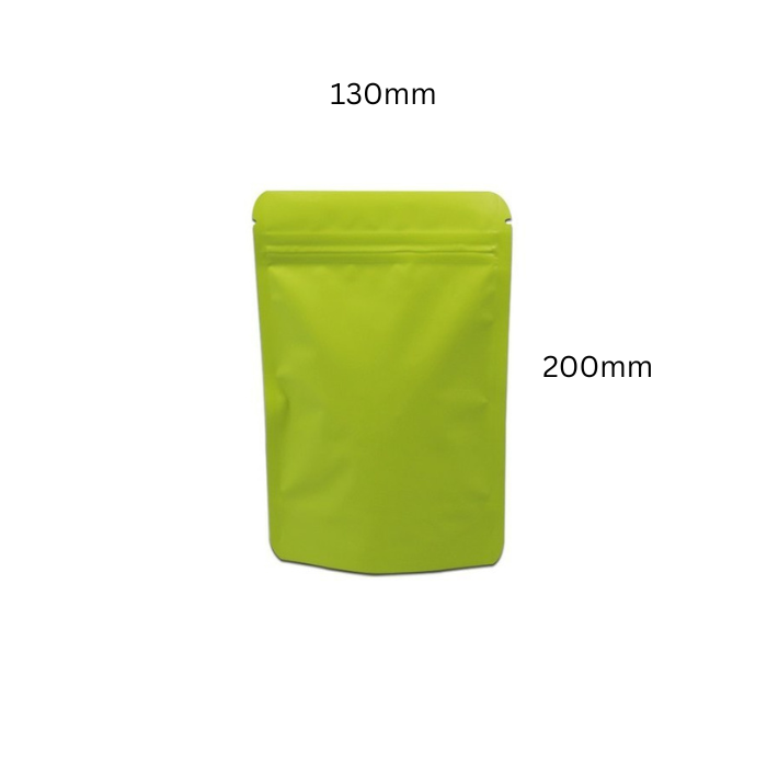 Stand Up Resealable Pouch Bags W 130mm x L 200mm - 1pp Piece-Green