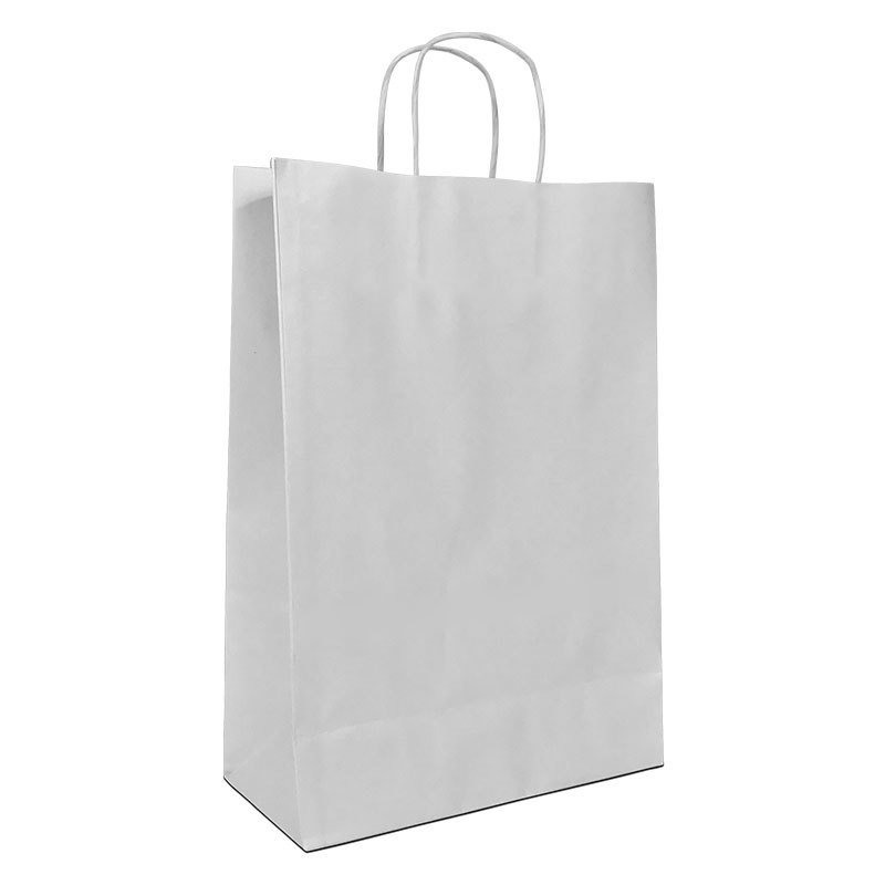 White Kraft Paper Gift Bags - Medium Small 60 GSM - L33 x W23- 25 Pack
