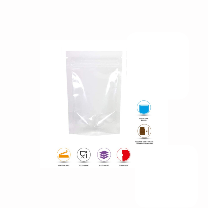 Stand Up Resealable Pouch - 100 Piece - 130 x 150
